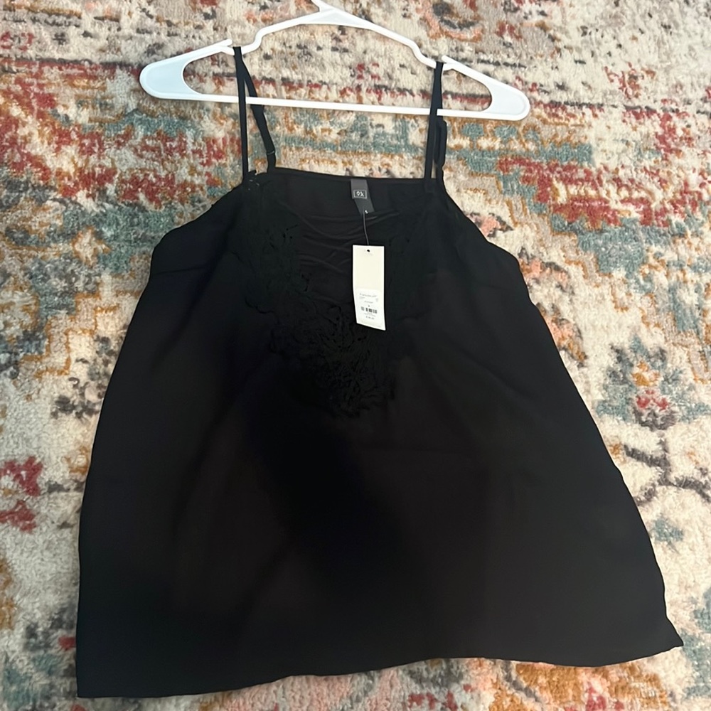 NEW WITH TAG- Black V-neck corset tank top